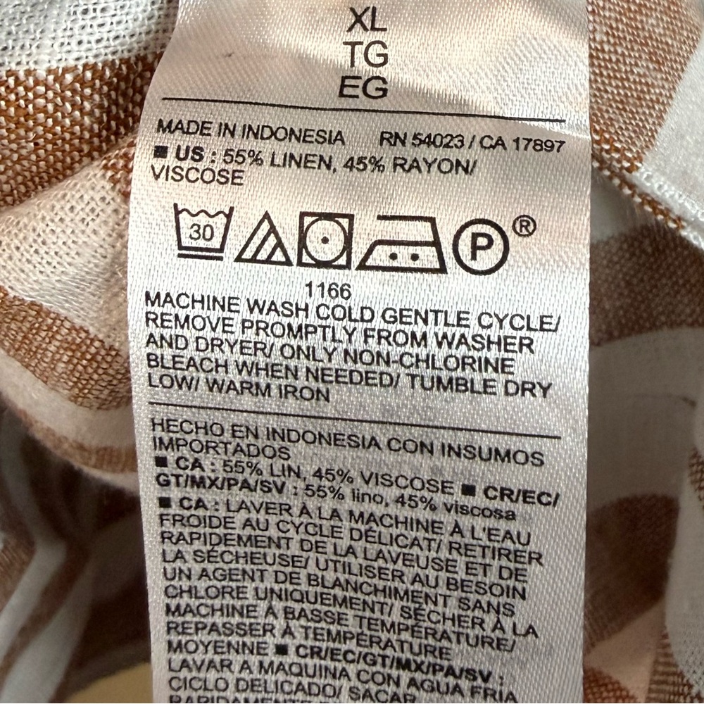 Old Navy Linen Blend Mini Dress XL Tan White Striped Sleeveless Casual Summer - Picture 8 of 8